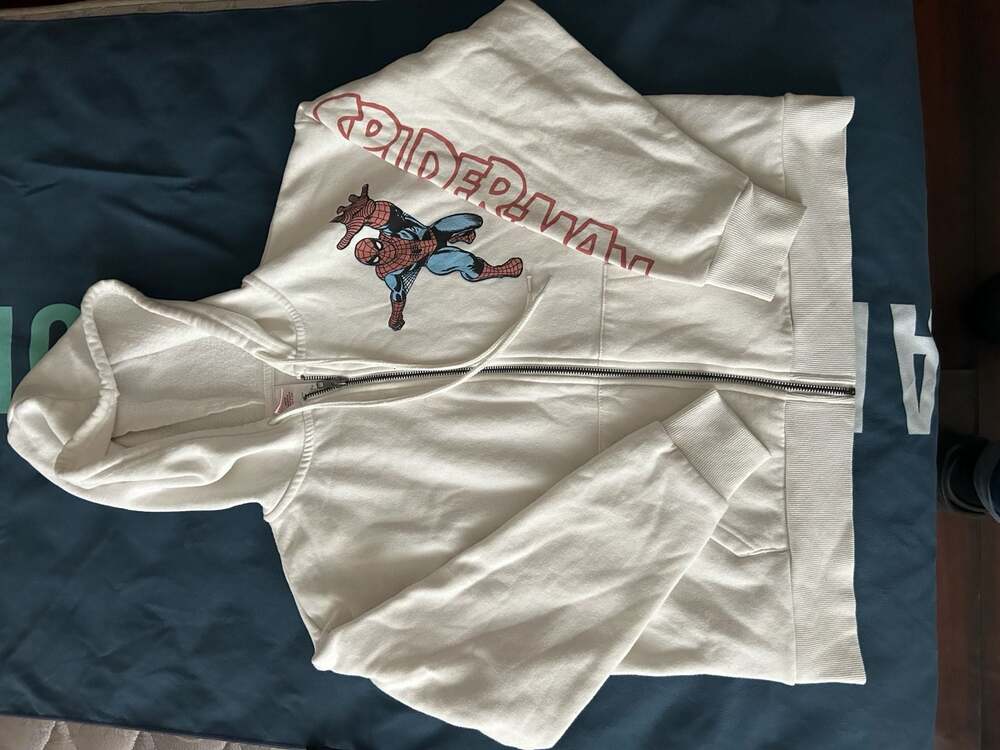 Marvel Comics Spider-Man Graphic Off-White Zip-Up Hoodie